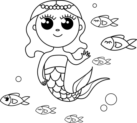 Easy Mermaid Coloring Page